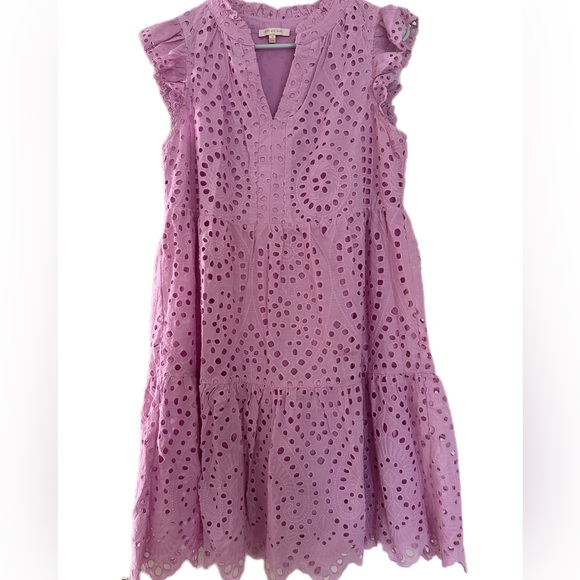 Skies Are Blue Lavender Eyelet Mini Dress - Picture 6 of 10